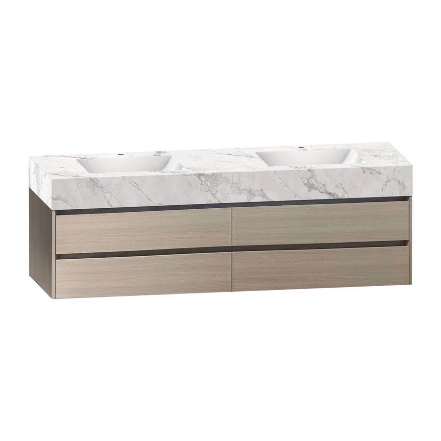 Aventino wall-mounted vanity — side profile showing floor clearance