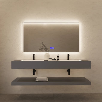 Aventino 71" Slate Floating Double-Sink Vanity with Sintered Stone Top