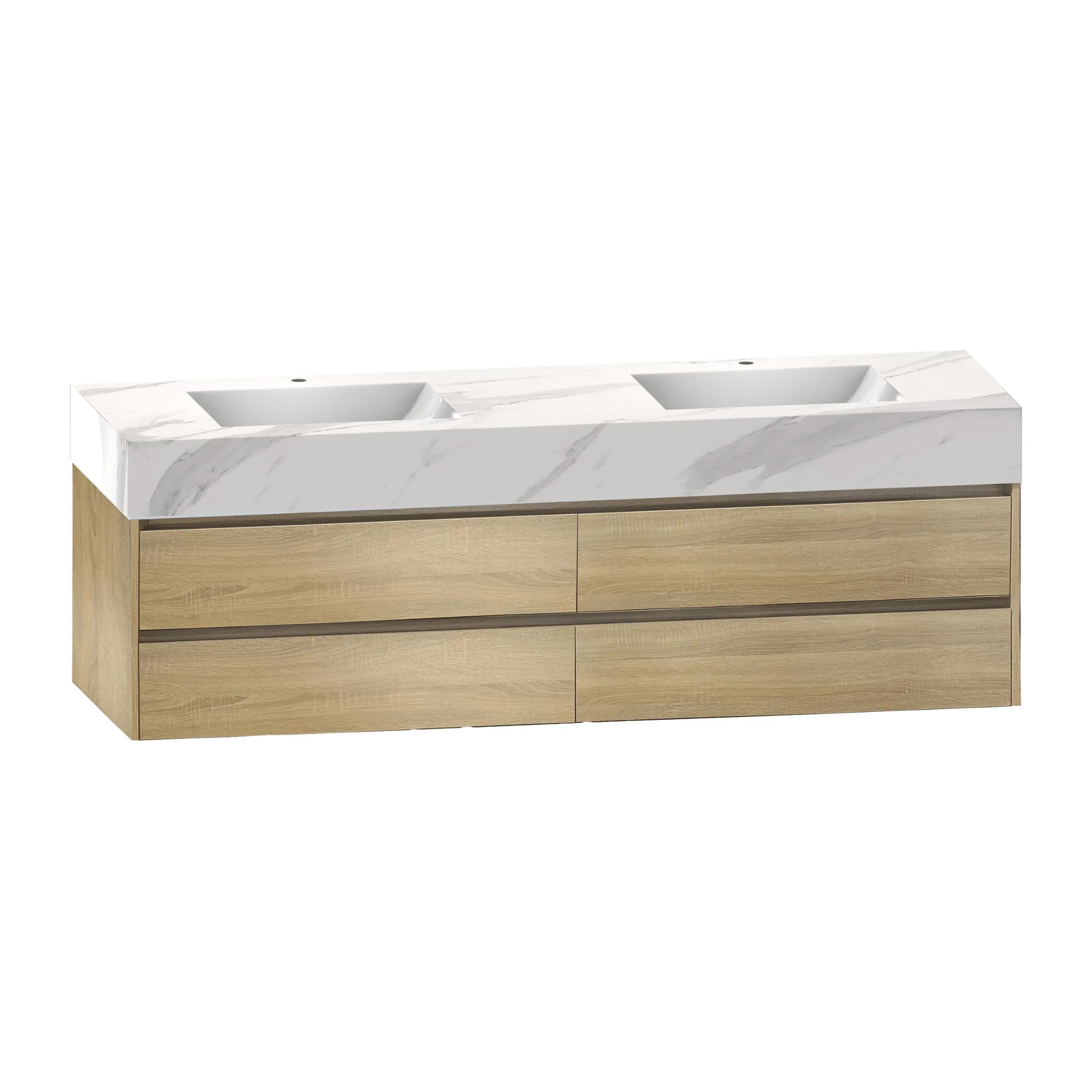 Aventino 60-71" 4-Drawer Floating Double-Sink Vanity with Sintered Stone Top