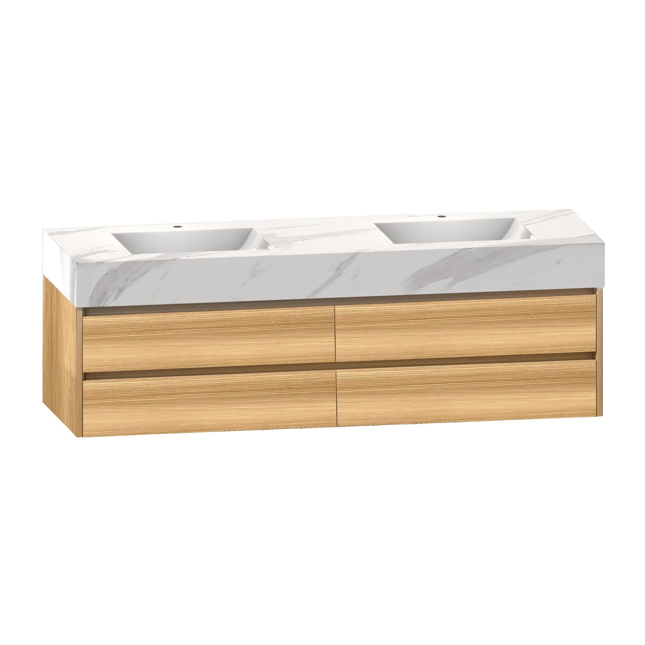 Aventino 60-71" 4-Drawer Floating Double-Sink Vanity with Sintered Stone Top