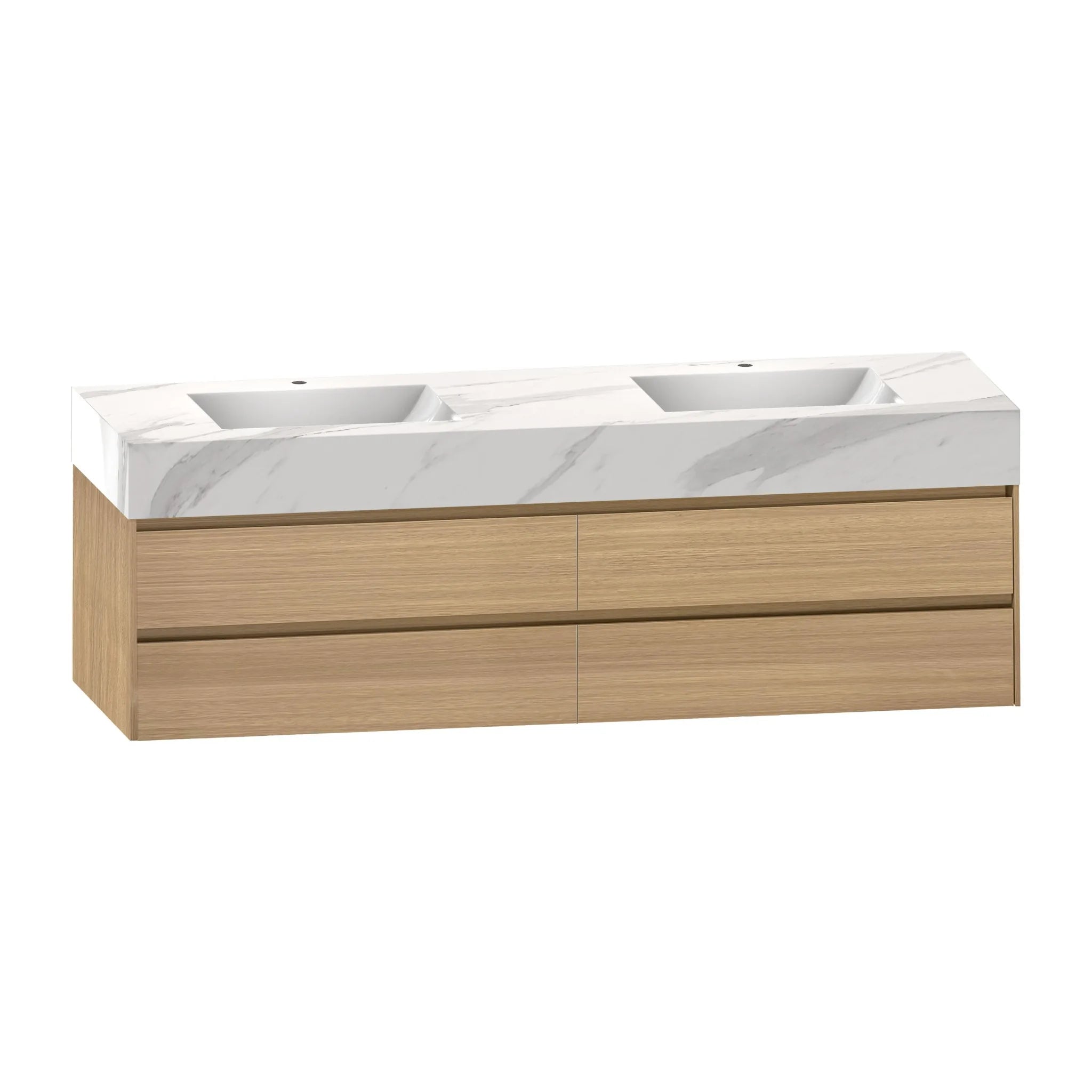 Aventino 60-71" 4-Drawer Floating Double-Sink Vanity with Sintered Stone Top