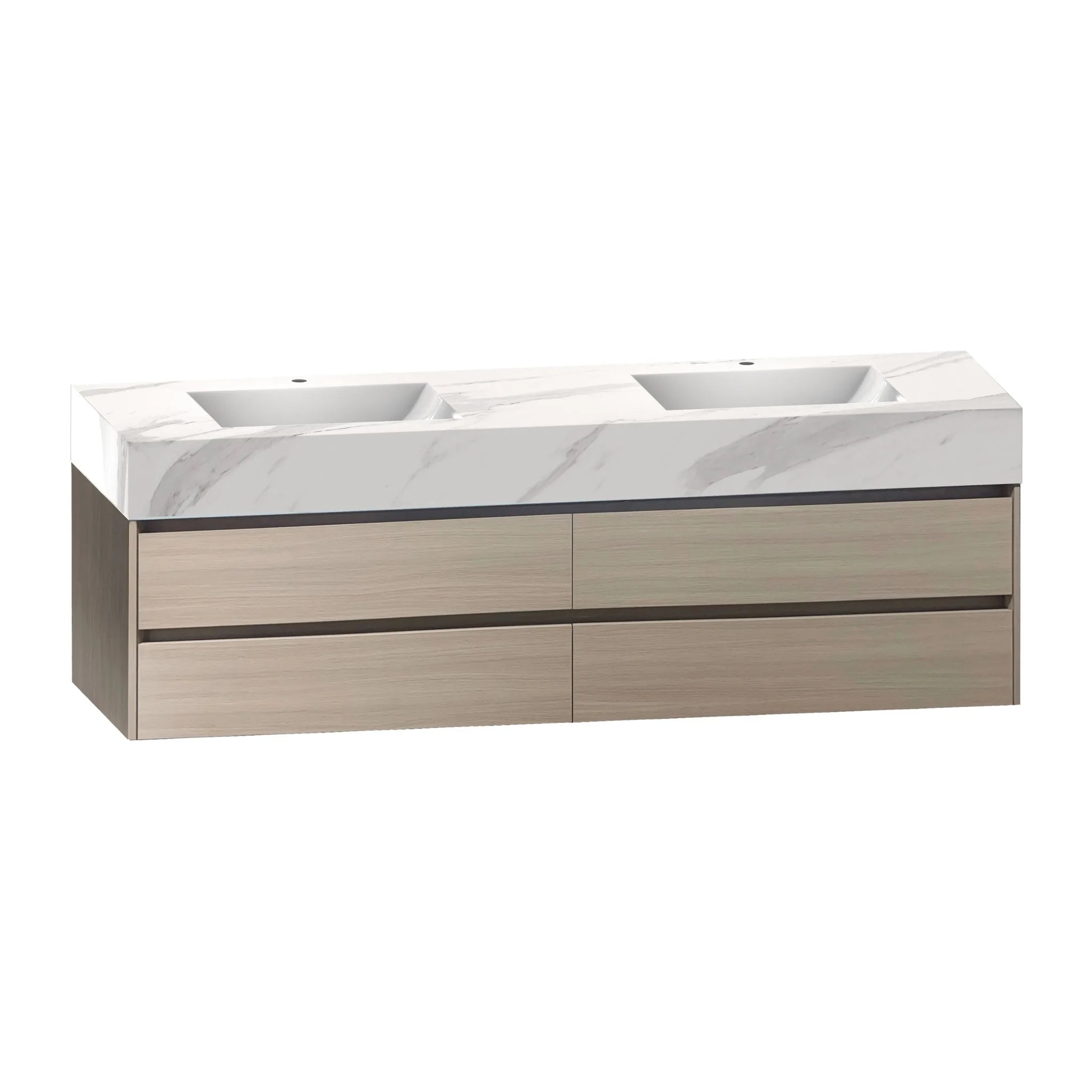 Aventino 60-71" 4-Drawer Floating Double-Sink Vanity with Sintered Stone Top
