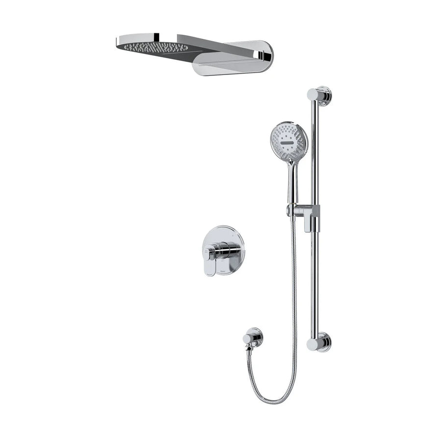 Riobel Arca 3-Way Shower System with Hand Shower Rail, Rain Shower Head, and Cascade Shower Head