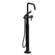 Riobel Momenti Floor-Mount Tub Filler with Hand Shower with Square Spout