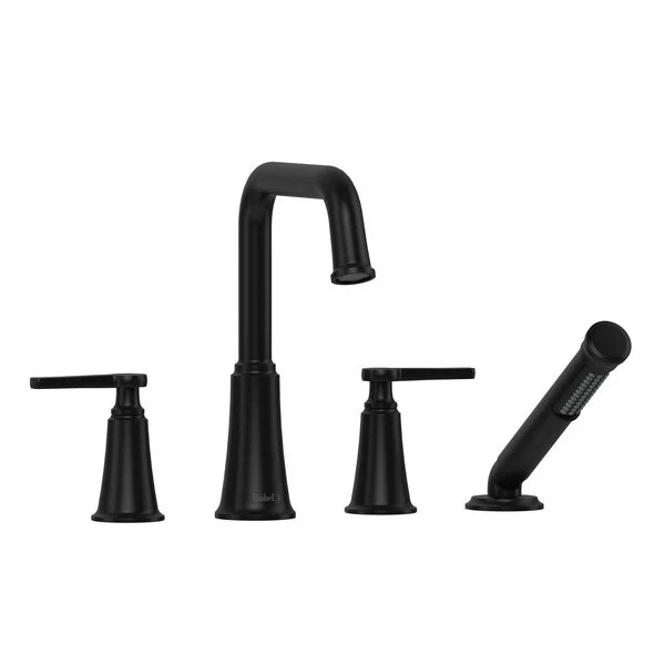 Riobel Momenti 4-Piece Deck-Mount Tub Filler with Hand Shower with Square Spout