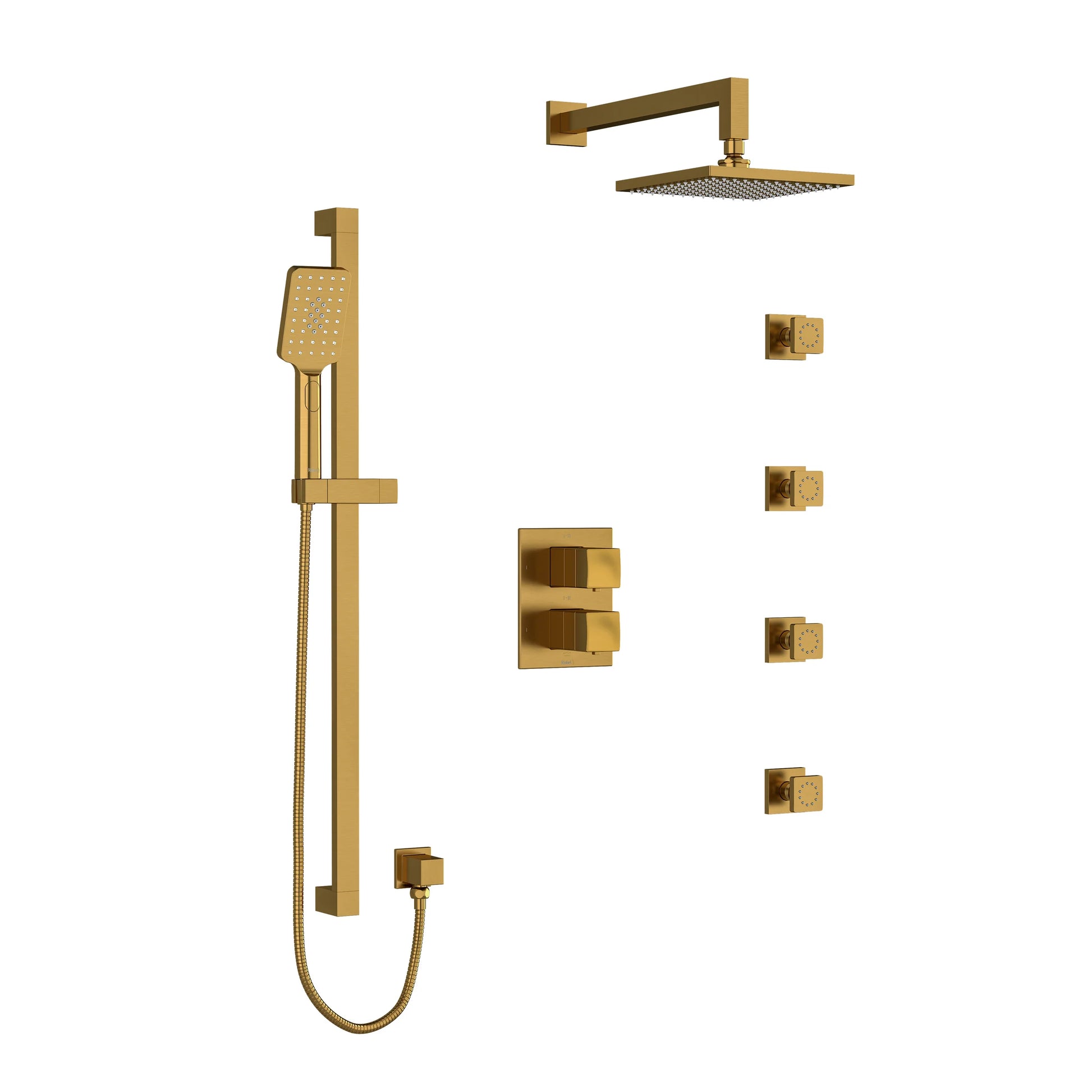 Riobel Reflet Shower System with Hand Shower Rail, 4 Body Jets and Shower Head