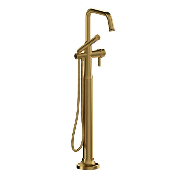 Riobel Momenti Floor-Mount Tub Filler with Hand Shower with Square Spout