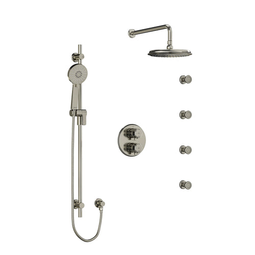 Riobel Momenti Shower System with Hand Shower Rail, 4 Body Jets and Shower Head