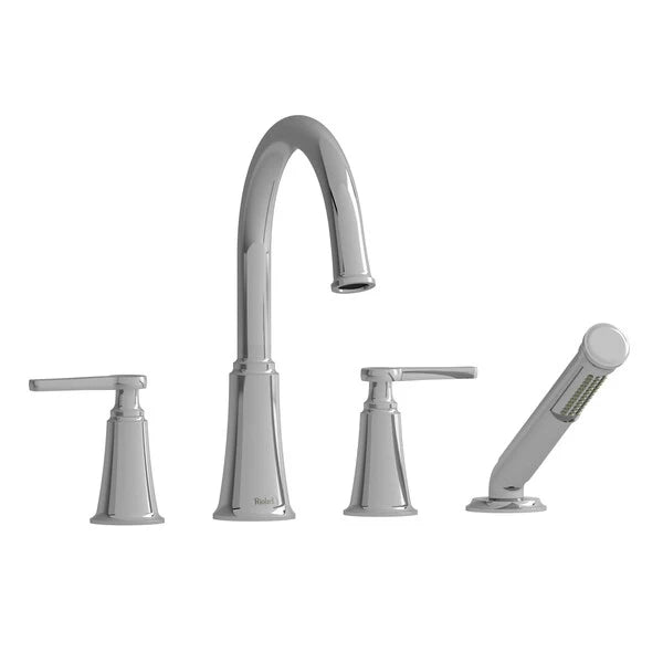 Riobel Momenti 4-Piece Deck-Mount Tub Filler with Hand Shower with Square Spout