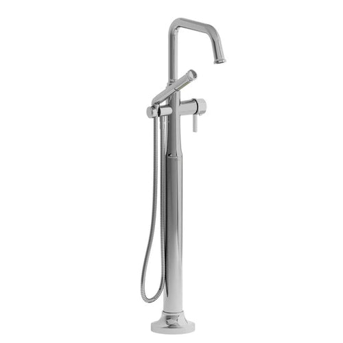 Riobel Momenti Floor-Mount Tub Filler with Hand Shower with Square Spout