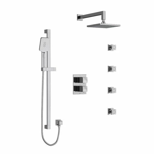 Riobel Reflet Shower System with Hand Shower Rail, 4 Body Jets and Shower Head