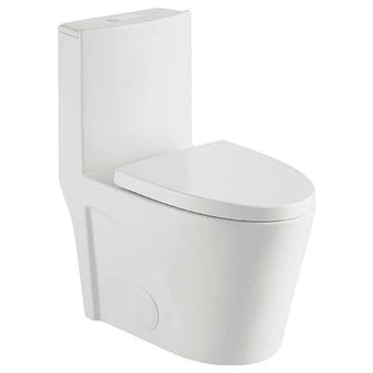 Dual-Flush Elongated One Piece Toilet Bowl - Soft Close Seat with High Efficiency Dual Flush in White