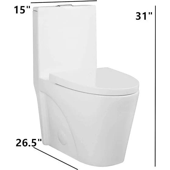 Dual-Flush Elongated One Piece Toilet Bowl - Soft Close Seat with High Efficiency Dual Flush in White