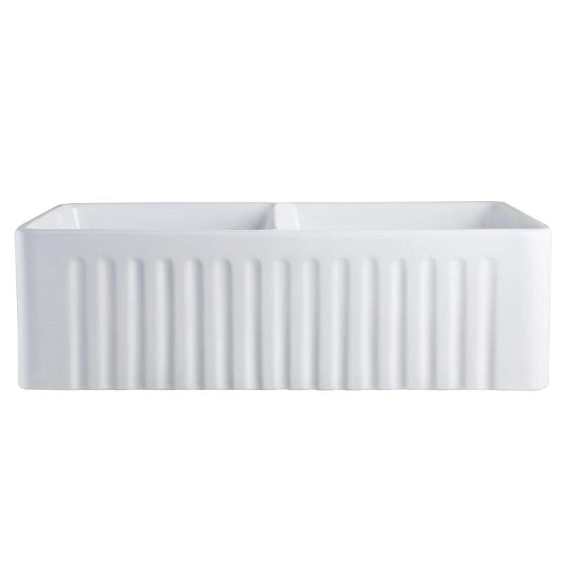 Emirald 33" x 18" Fire Clay Farmhouse Double Kitchen Sink