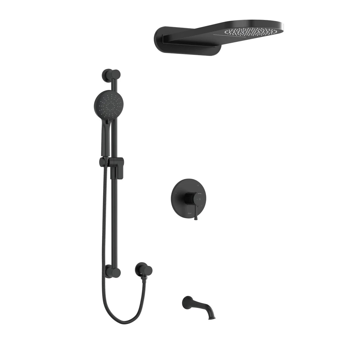 Riobel Edge 3-Way System with Hand Shower Rail and Rain and Cascade Shower Head