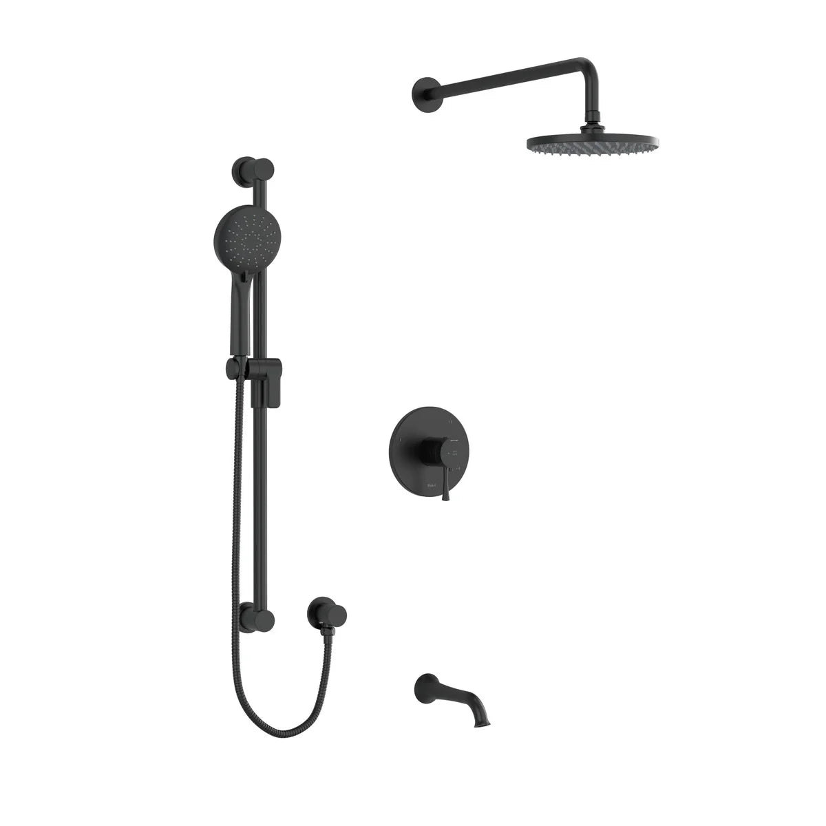Riobel Edge 3-Way System with Hand Shower Rail, Shower Head and Spout
