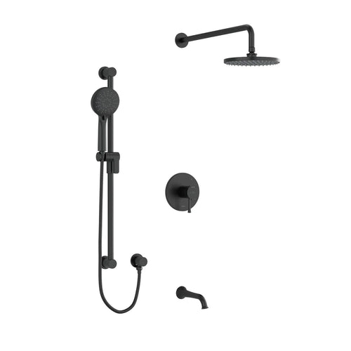 Riobel Edge 3-Way System with Hand Shower Rail, Shower Head and Spout