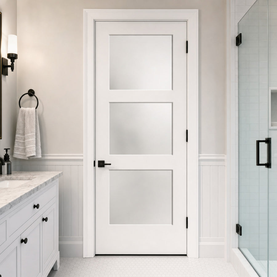 Frosted Glass 3-Panel Door
