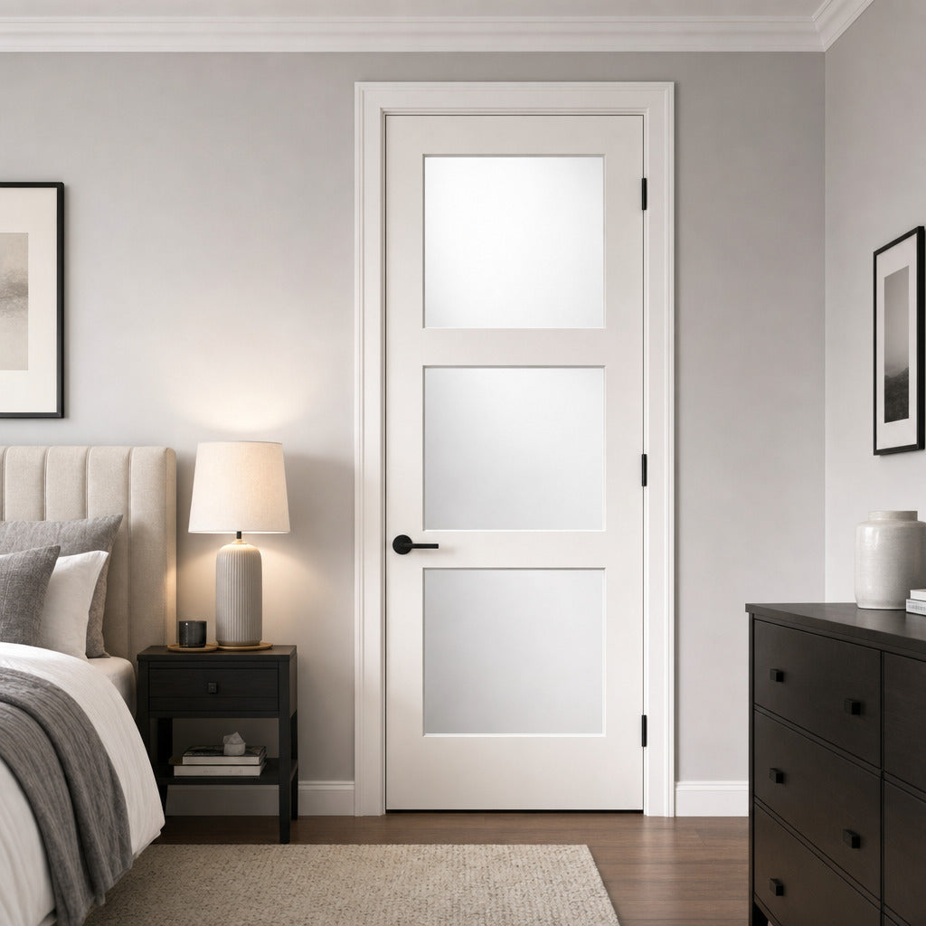 Frosted Glass 3-Panel Door