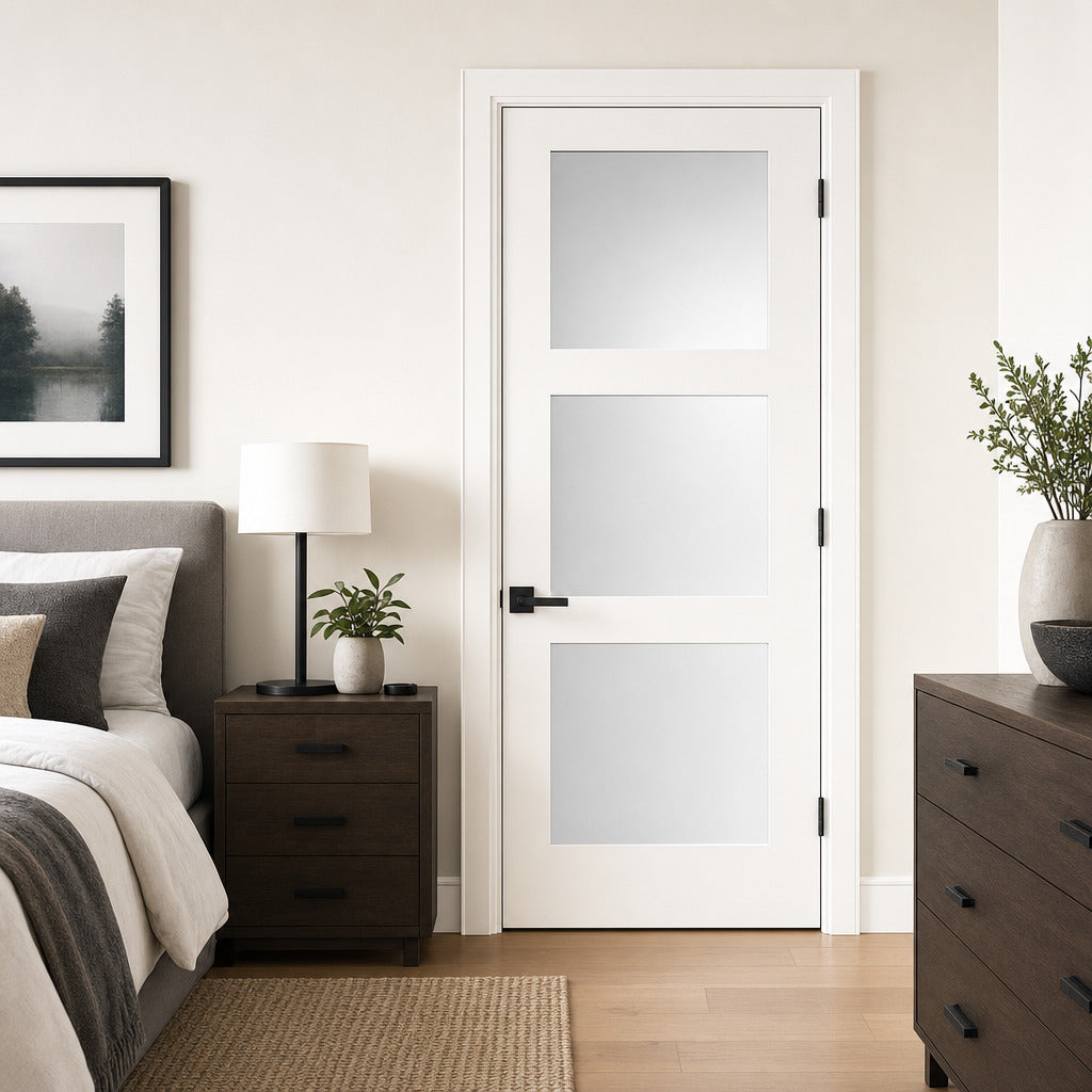 Frosted Glass 3-Panel Door