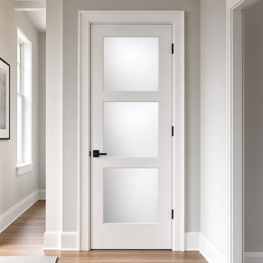 Frosted Glass 3-Panel Door