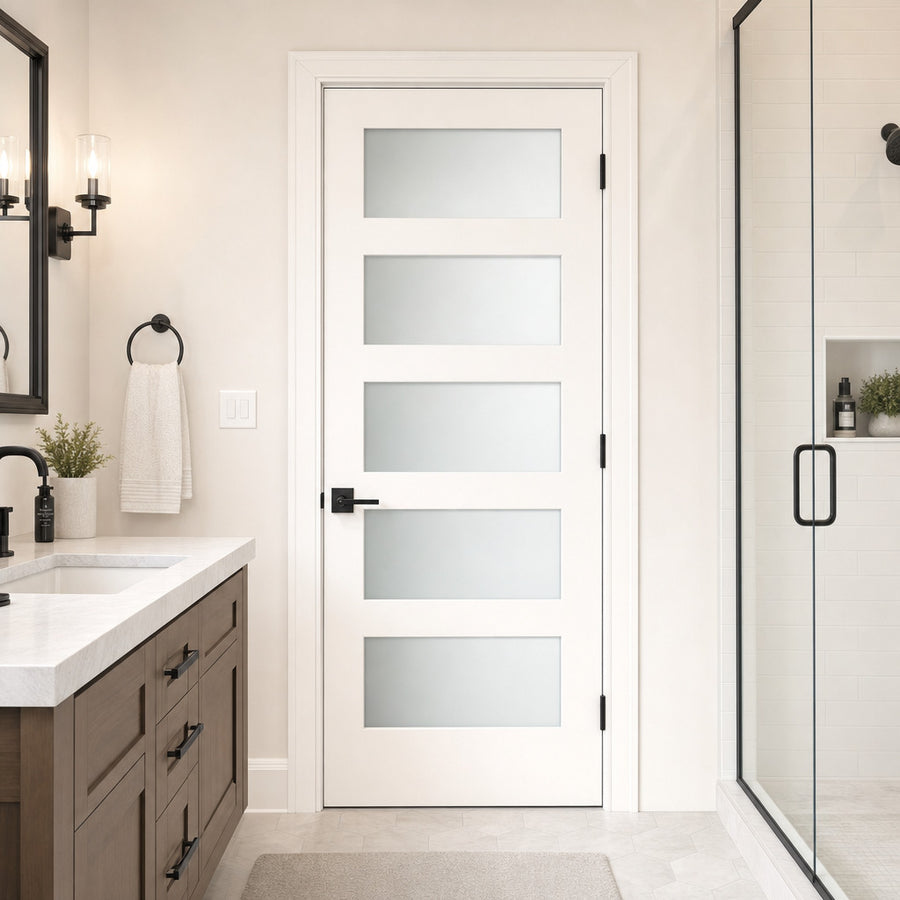 Frosted Glass 5-Panel Door