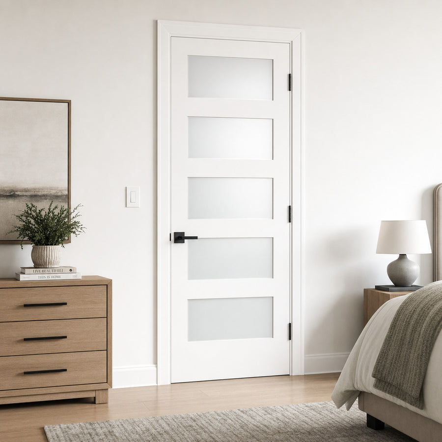 Frosted Glass 5-Panel Door