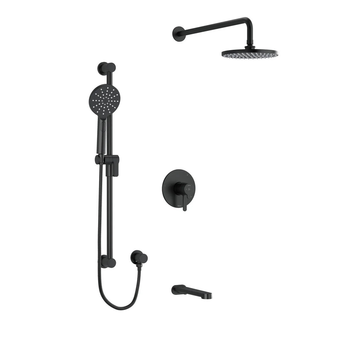 Riobel Nibi 3-Way Shower System: Hand Shower Rail, Shower Head and Tub Spout