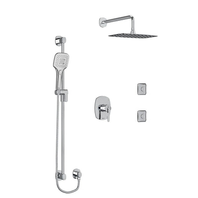 Riobel Venty 3-Way Shower System with Hand Shower Rail, Elbow Supply, Shower Head, and 2 Body Jets