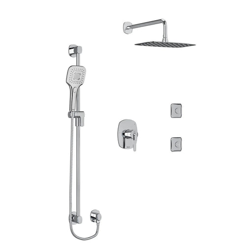 Riobel Venty 3-Way Shower System with Hand Shower Rail, Elbow Supply, Shower Head, and 2 Body Jets