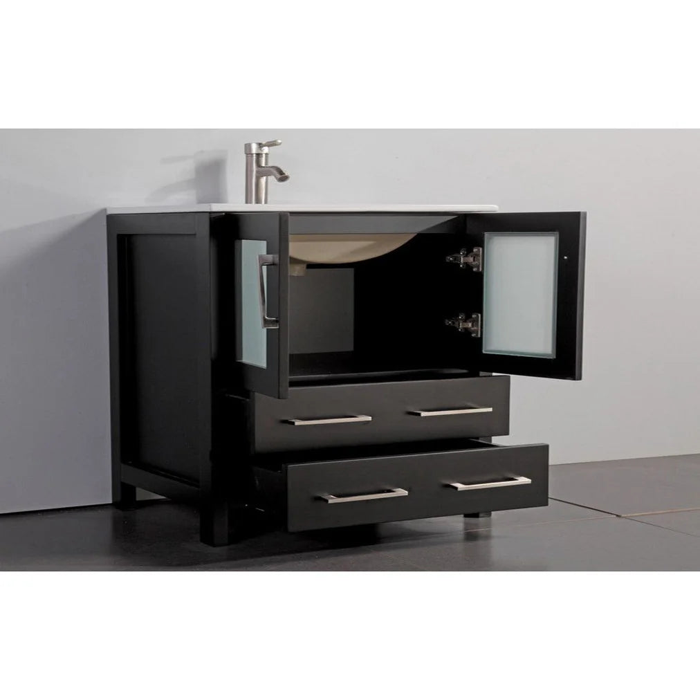 Vanity Art - Westmount 54" Single Sink Bathroom Vanity Set with Sink and Mirror - 2 Side Cabinets