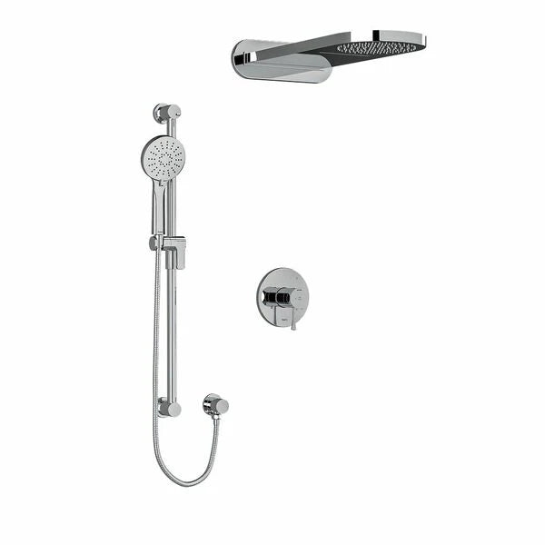 Riobel Edge 3-Way System with Hand Shower Rail and Rain and Cascade Shower Head