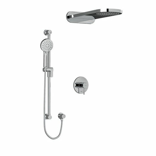 Riobel Edge 3-Way System with Hand Shower Rail and Rain and Cascade Shower Head