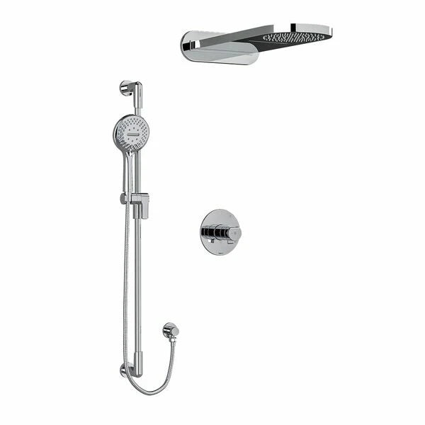 Riobel Parabola 3-Way System with Hand Shower Rail and Rain and Cascade Shower Head