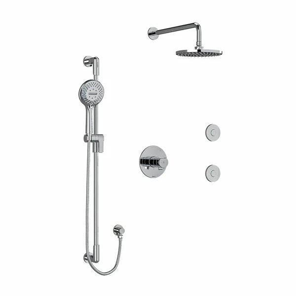 Riobel Parabola 3-Way System, Hand Shower Rail, Elbow Supply, Shower Head and 2 Body Jets