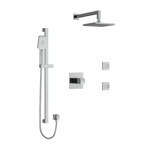 Riobel Reflet 3-Way System, Hand Shower Rail, Elbow Supply, Shower Head and 2 Body Jets