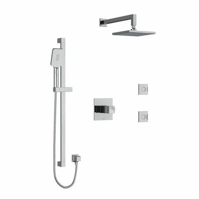 Riobel Reflet 3-Way System, Hand Shower Rail, Elbow Supply, Shower Head and 2 Body Jets