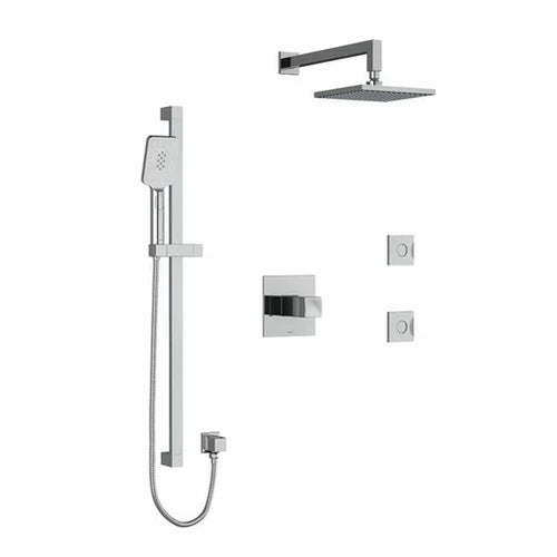 Riobel Reflet 3-Way System, Hand Shower Rail, Elbow Supply, Shower Head and 2 Body Jets