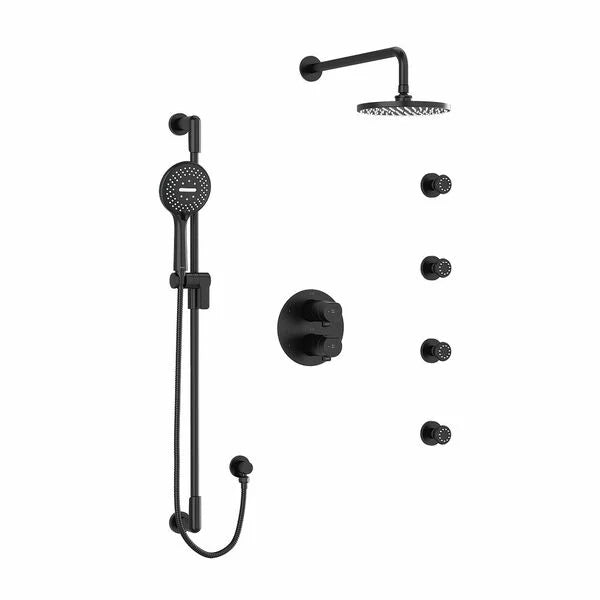 Riobel Parabola System with Hand Shower Rail, 4 Body Jets and Shower Head