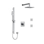 Riobel Paradox Square 3-Way System, Hand Shower Rail, Elbow Supply, Shower Head and 2 Body Jets