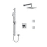 Riobel Paradox Square 3-Way System, Hand Shower Rail, Elbow Supply, Shower Head and 2 Body Jets
