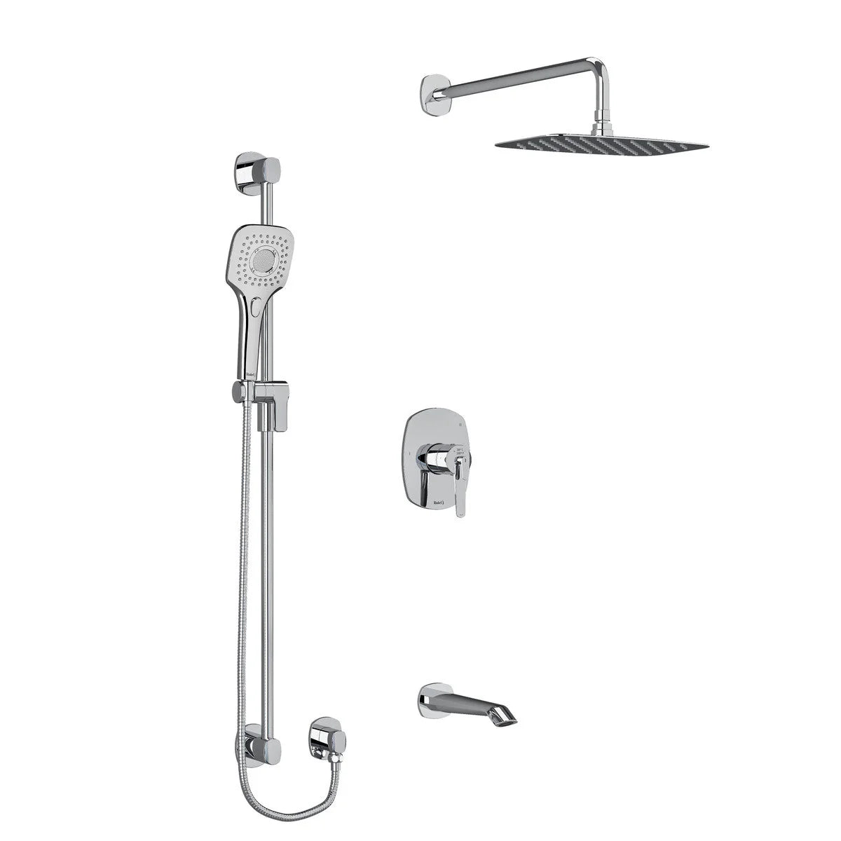 Riobel Venty 3-Way Shower System with Hand Shower Rail, Shower Head, and Tub Spout