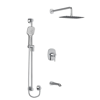 Riobel Venty 3-Way Shower System with Hand Shower Rail, Shower Head, and Tub Spout
