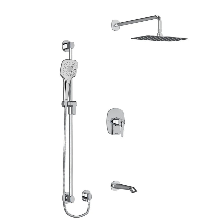 Riobel Venty 3-Way Shower System with Hand Shower Rail, Shower Head, and Tub Spout