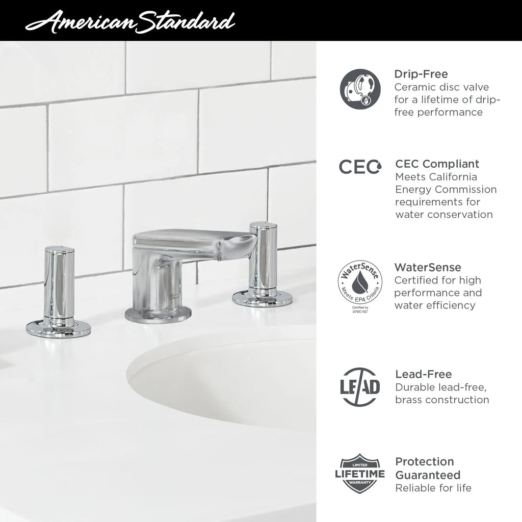 American Standard Studio S Widespread Bathroom Faucet with Low Spout and Knob Handles, 1.2 GPM