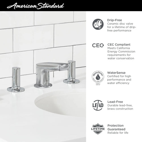 American Standard Studio S Widespread Bathroom Faucet with Low Spout and Knob Handles, 1.2 GPM