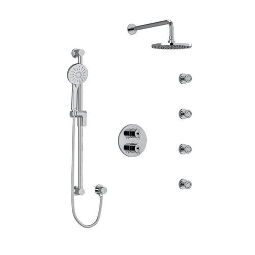 Riobel CS Double Coaxial System with Hand Shower Rail, 4 Body Jets and Shower Head