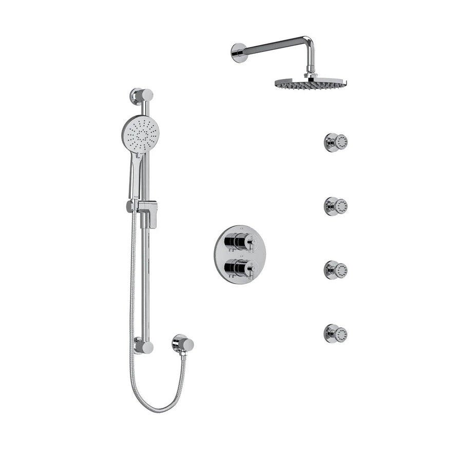 Riobel CS Double Coaxial System with Hand Shower Rail, 4 Body Jets and Shower Head