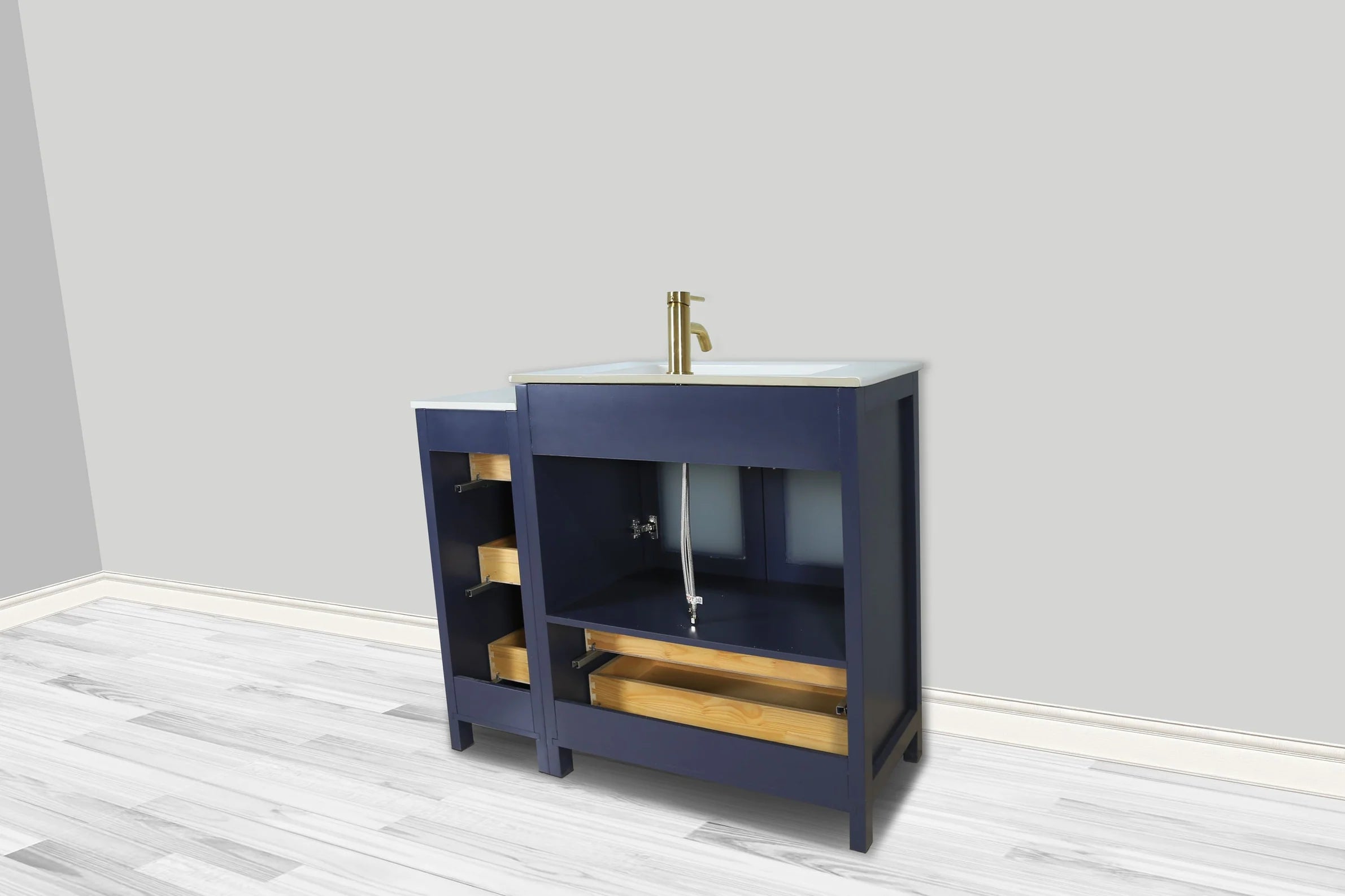 Vanity Art - Westmount 42" Single Sink Bathroom Vanity Set with Sink and Mirror - 1 Side Cabinet
