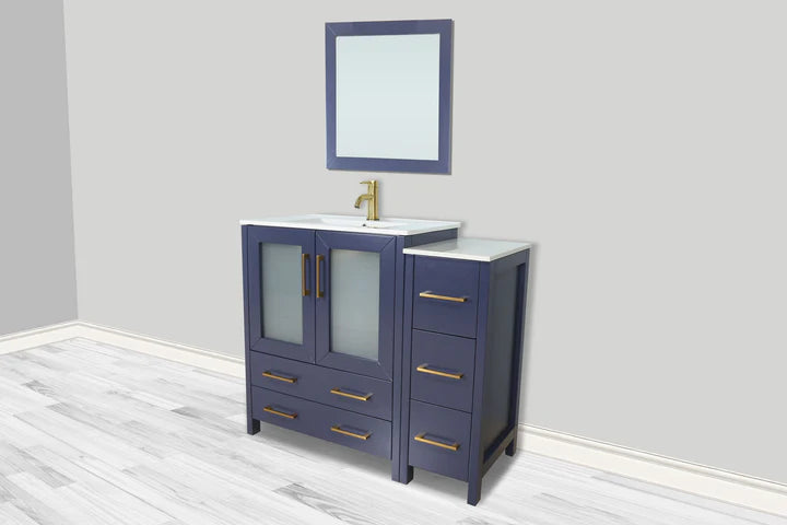 Vanity Art - Westmount 42" Single Sink Bathroom Vanity Set with Sink and Mirror - 1 Side Cabinet